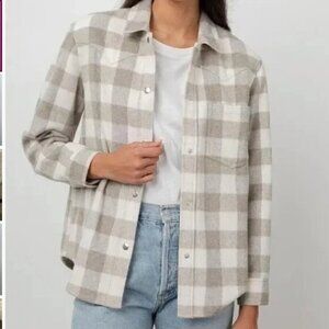 Rails Tripp Plaid Shirt Jacket / Shacket in Ivory Rain Wool Blend Size M